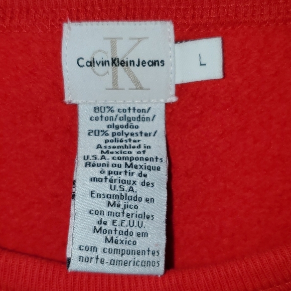 VTG 2000's Calvin Klein Jeans red sweatshirt sz L - Picture 6 of 12